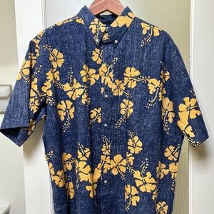 NWT Reyn Spooner Hawaiian shirt 50TH STATE FLOWER blue  XXL